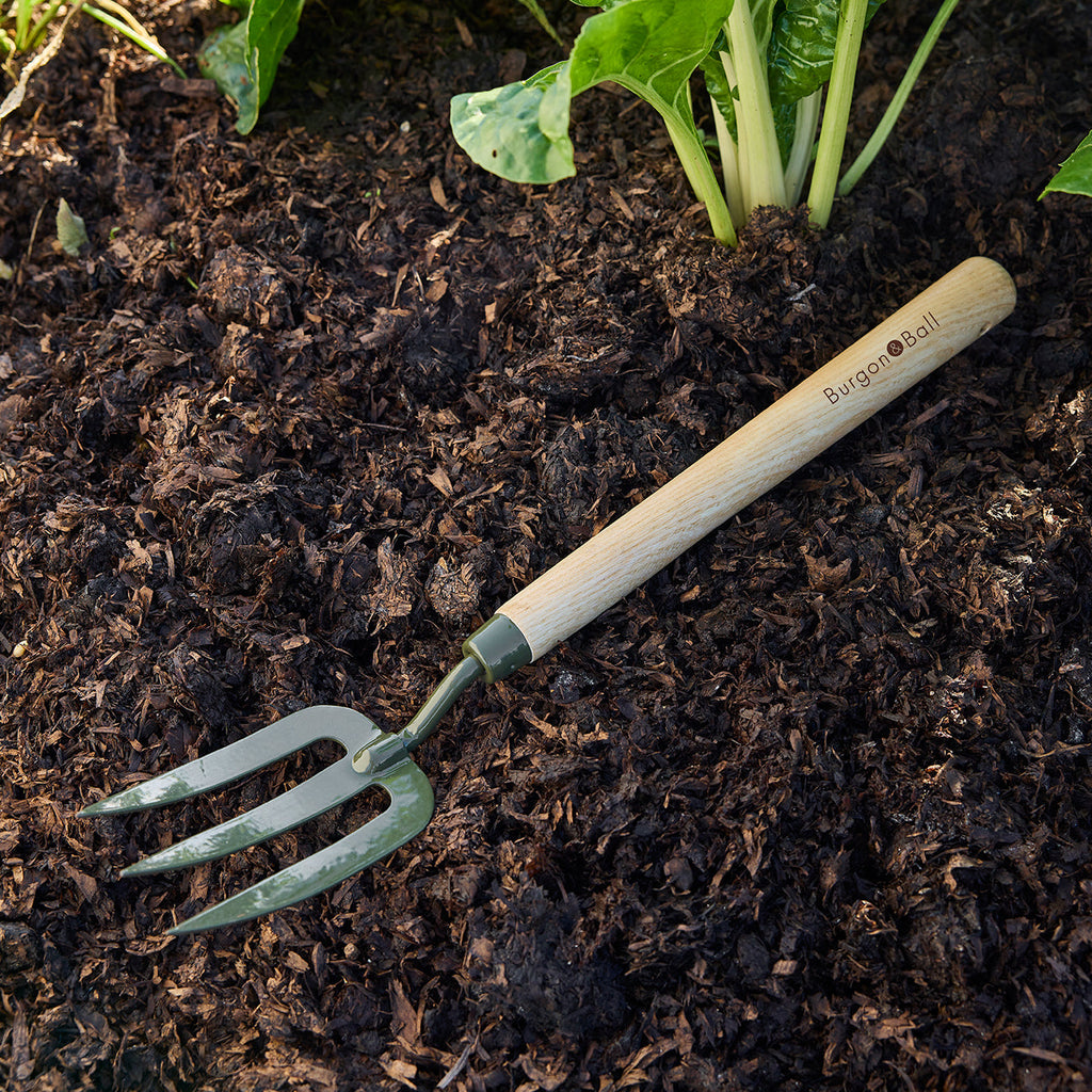 Mid Handled Garden Fork with Boron Steel Head and Ash Wood Handle