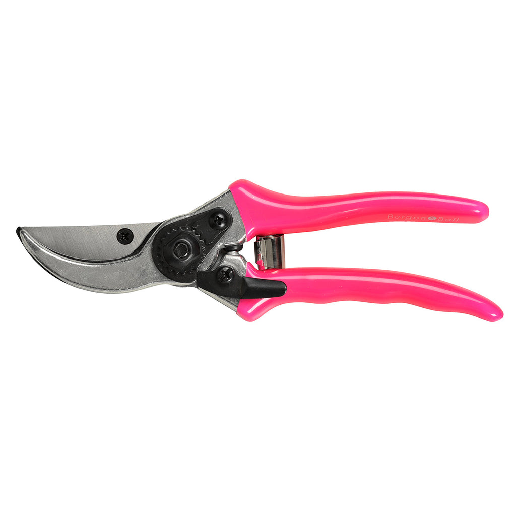 Pink Fluorescent Bypass Secateurs for Precision Garden Pruning and Cutting