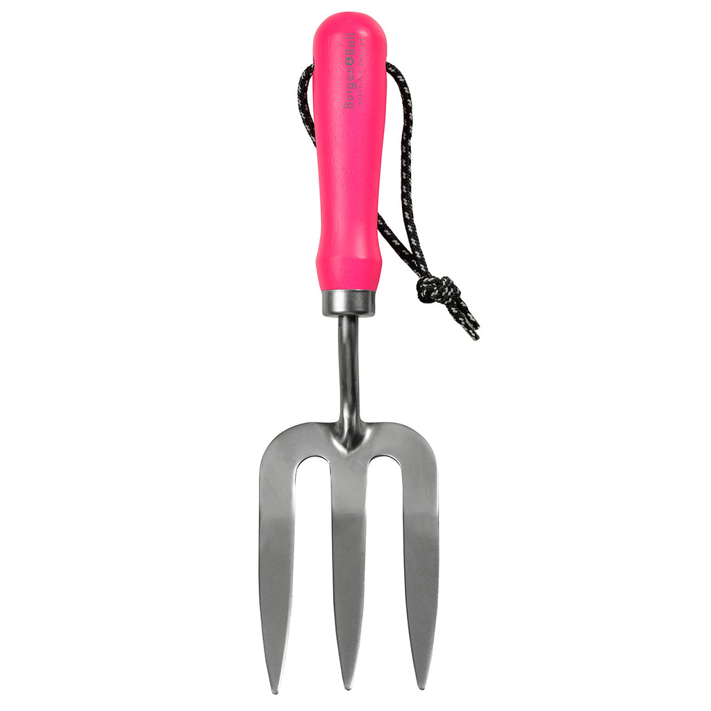 Pink Fluorescent Garden Hand Fork with Reflective Handle