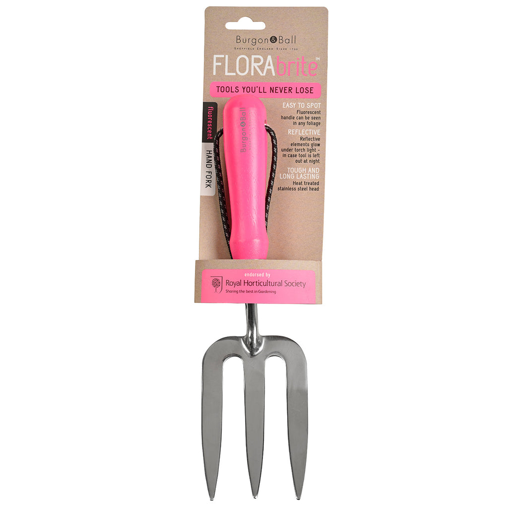 Pink Fluorescent Garden Hand Fork with Reflective Handle
