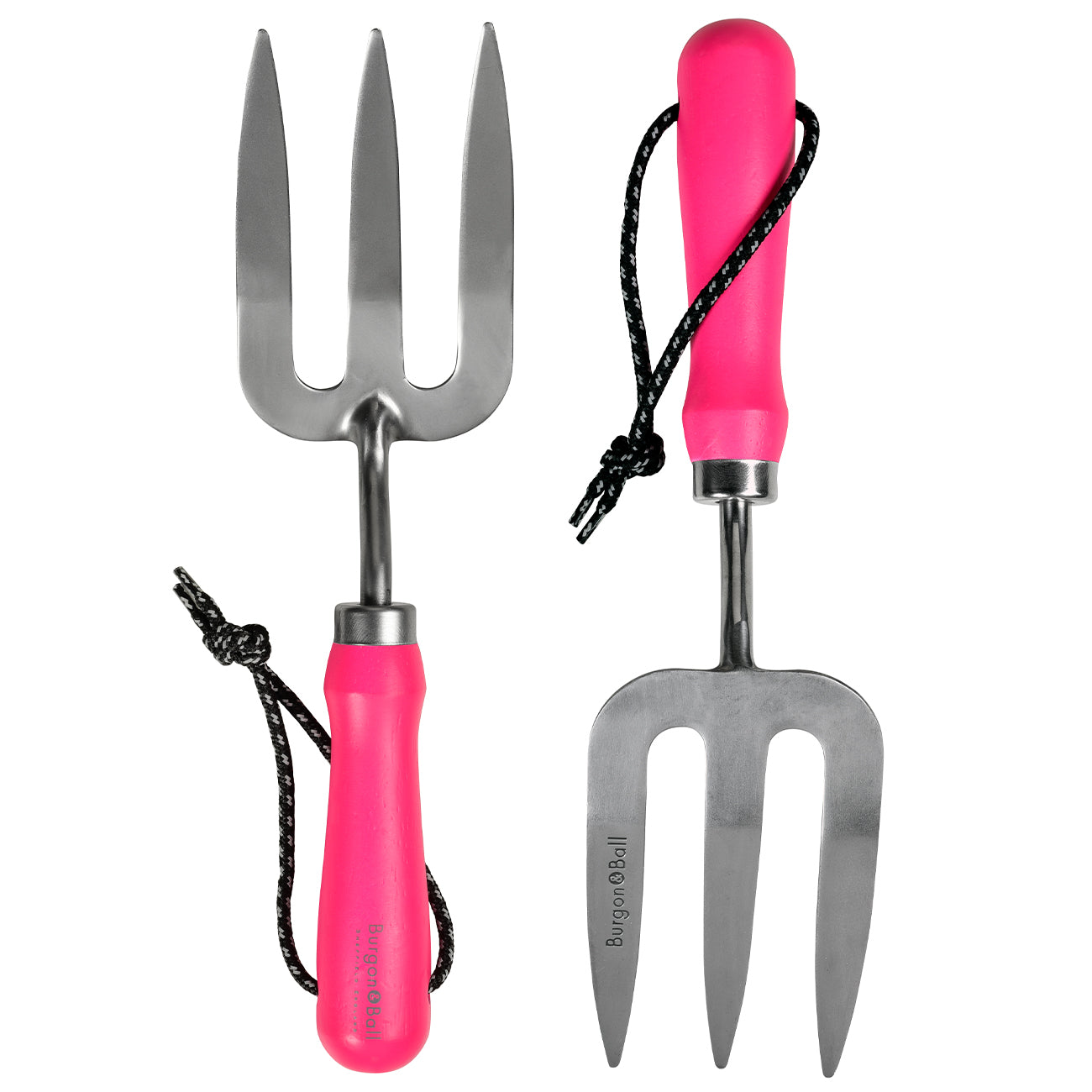 Pink Fluorescent Garden Hand Fork with Reflective Handle