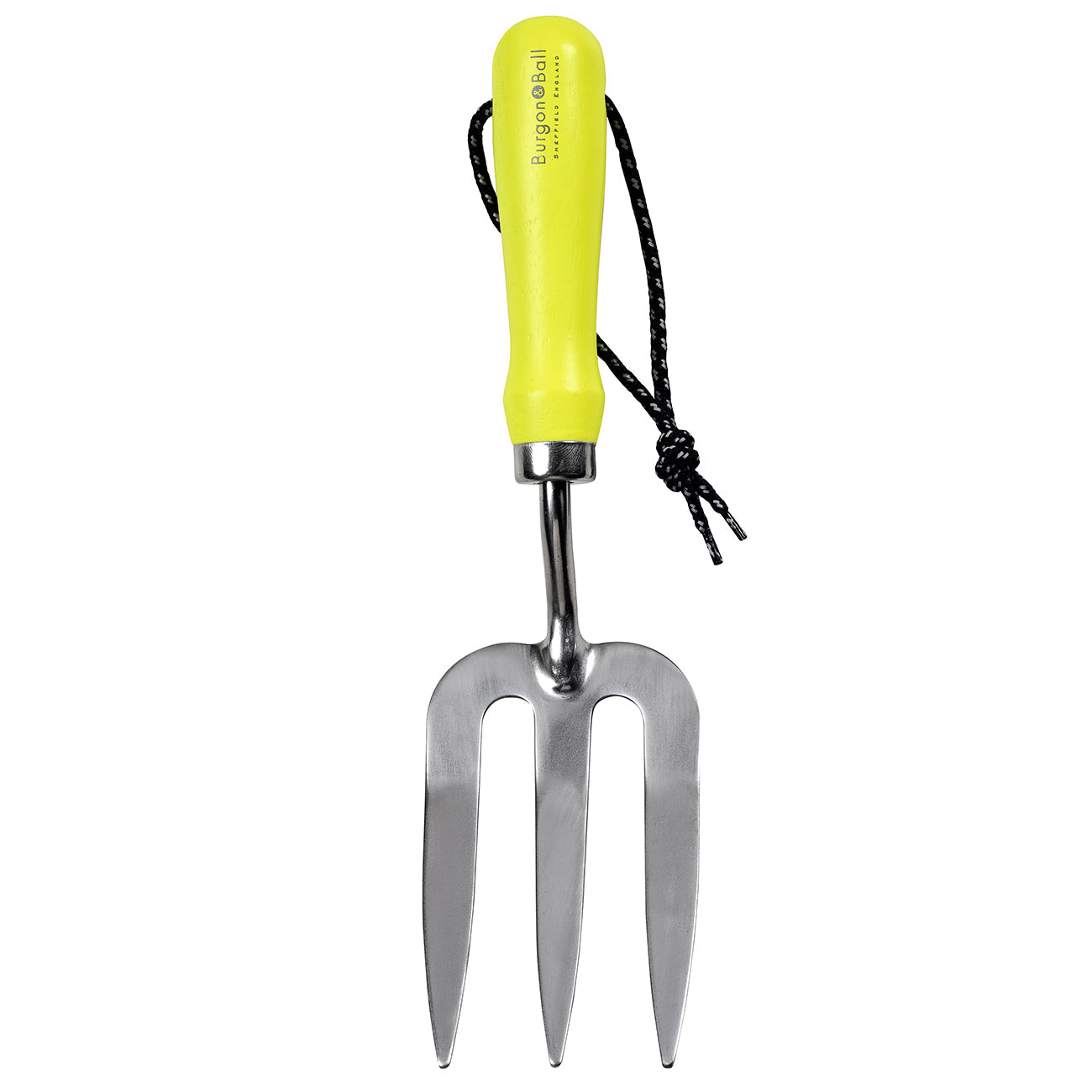 Yellow Fluorescent Hand Fork with Hardened Steel Prongs and Ergonomic Handle