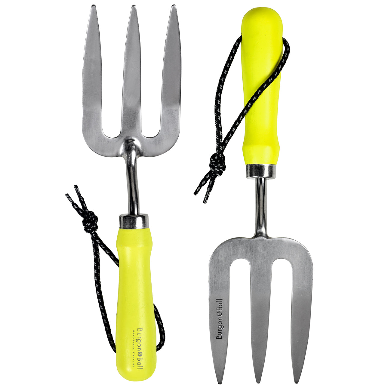 Yellow Fluorescent Hand Fork with Hardened Steel Prongs and Ergonomic Handle