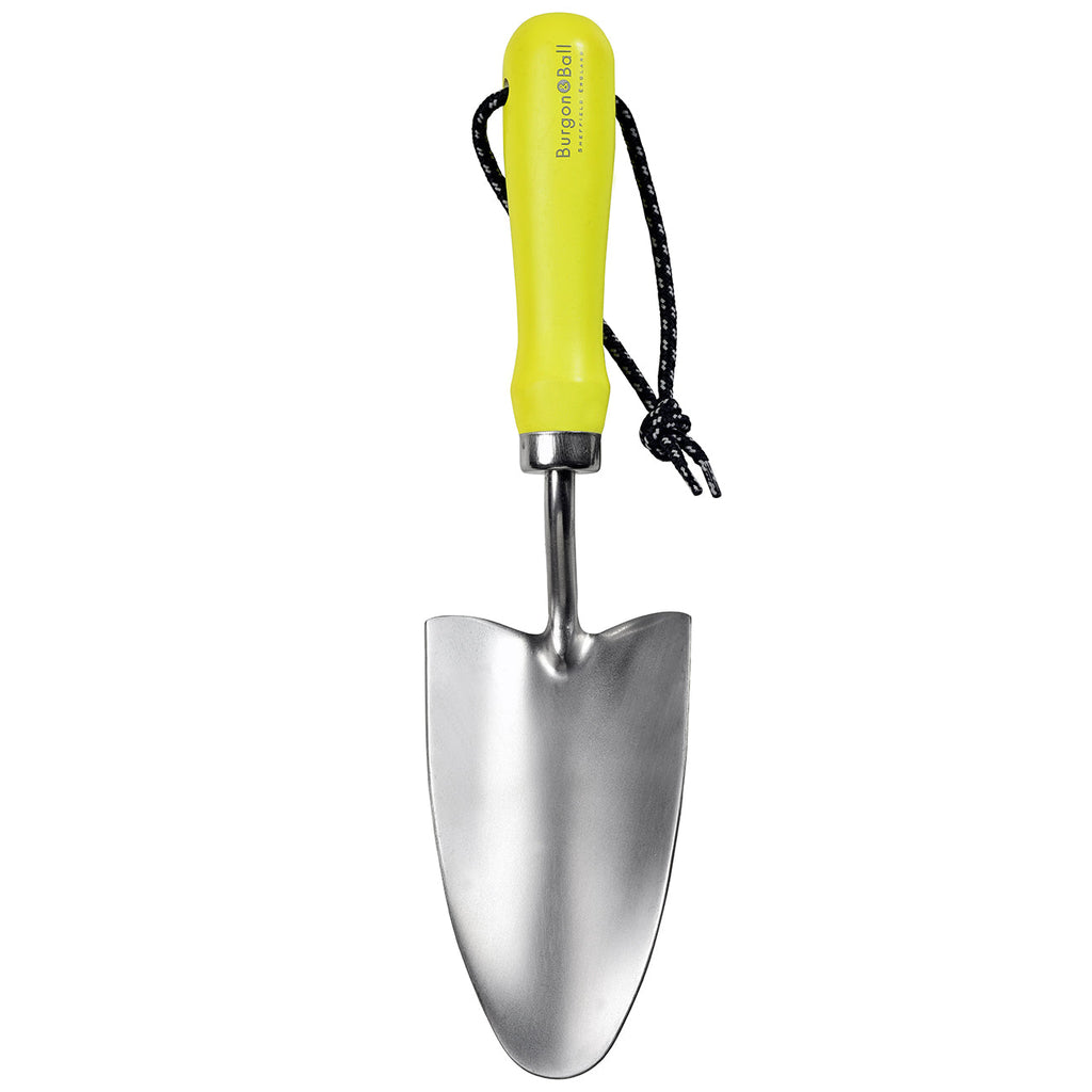 Yellow Stainless Steel Hand Trowel with Ergonomic Wooden Handle for Garden Planting