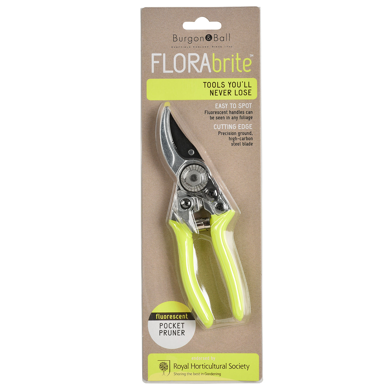 Yellow Fluorescent Bypass Pocket Pruner for Small to Medium Hands