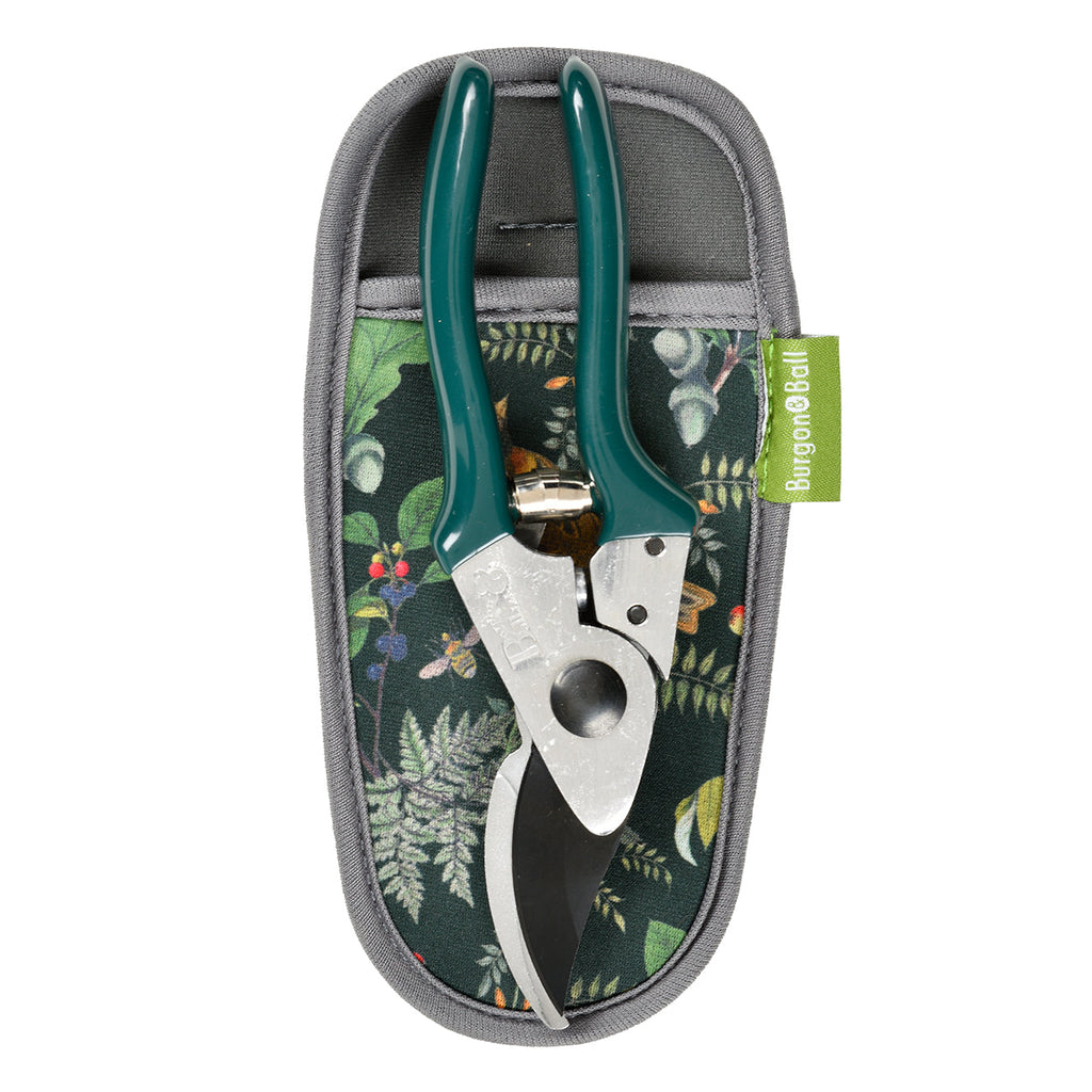 Gardening Pruner and Neoprene Holster Gift Set with Green Alloy Handles
