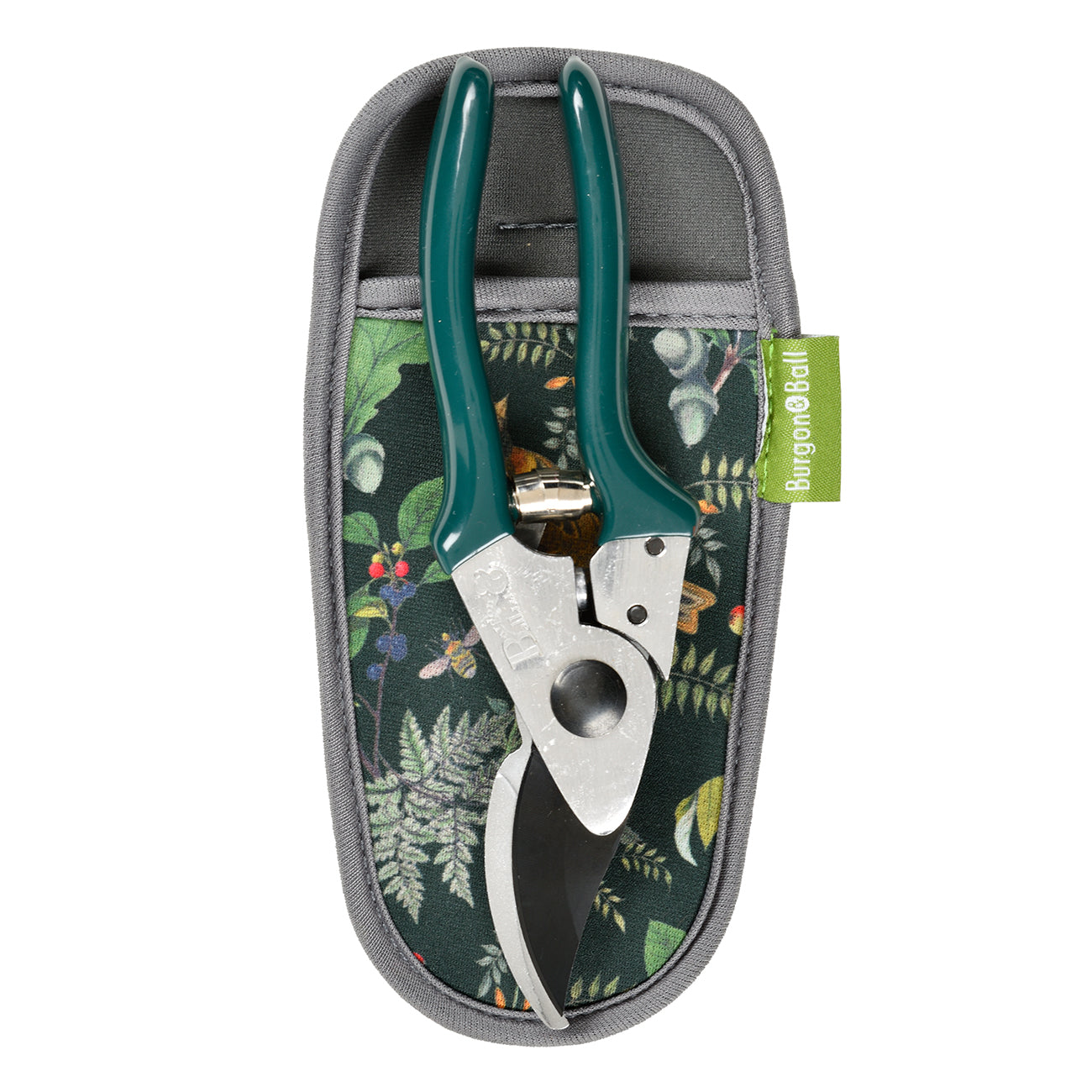 Gardening Pruner and Neoprene Holster Gift Set with Green Alloy Handles