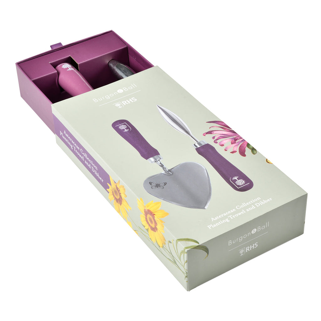 Stainless Steel Planting Trowel and Dibber Set with Painted Hardwood Handle