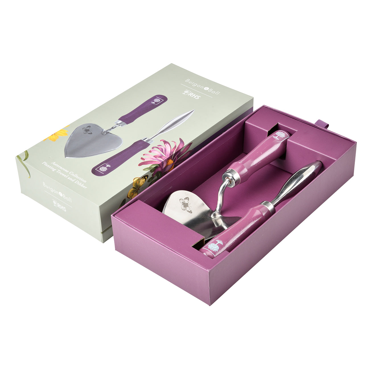 Stainless Steel Planting Trowel and Dibber Set with Painted Hardwood Handle