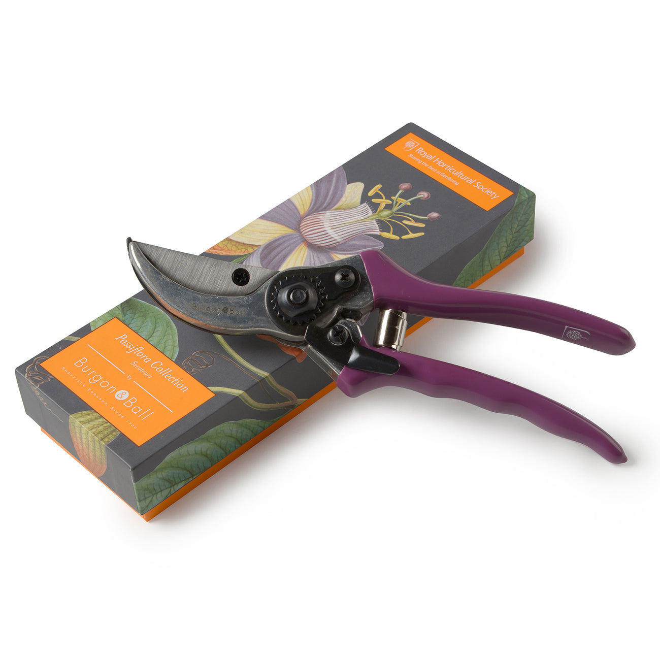 Bypass Secateur with Coloured Comfort Grip Handles Purple Garden Tool