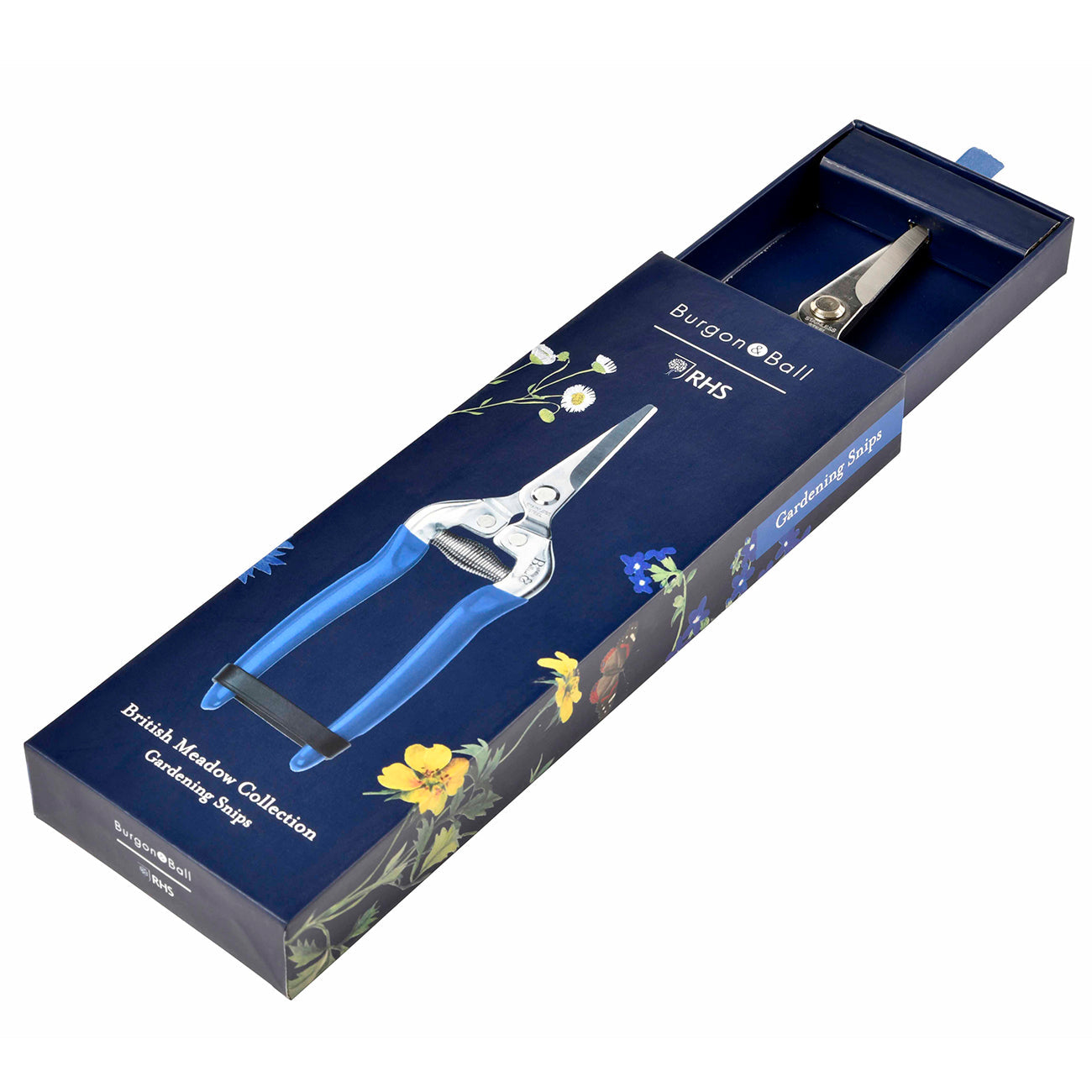 Stainless Steel Scissor Action Garden Snip with Navy Blue Floral Handle