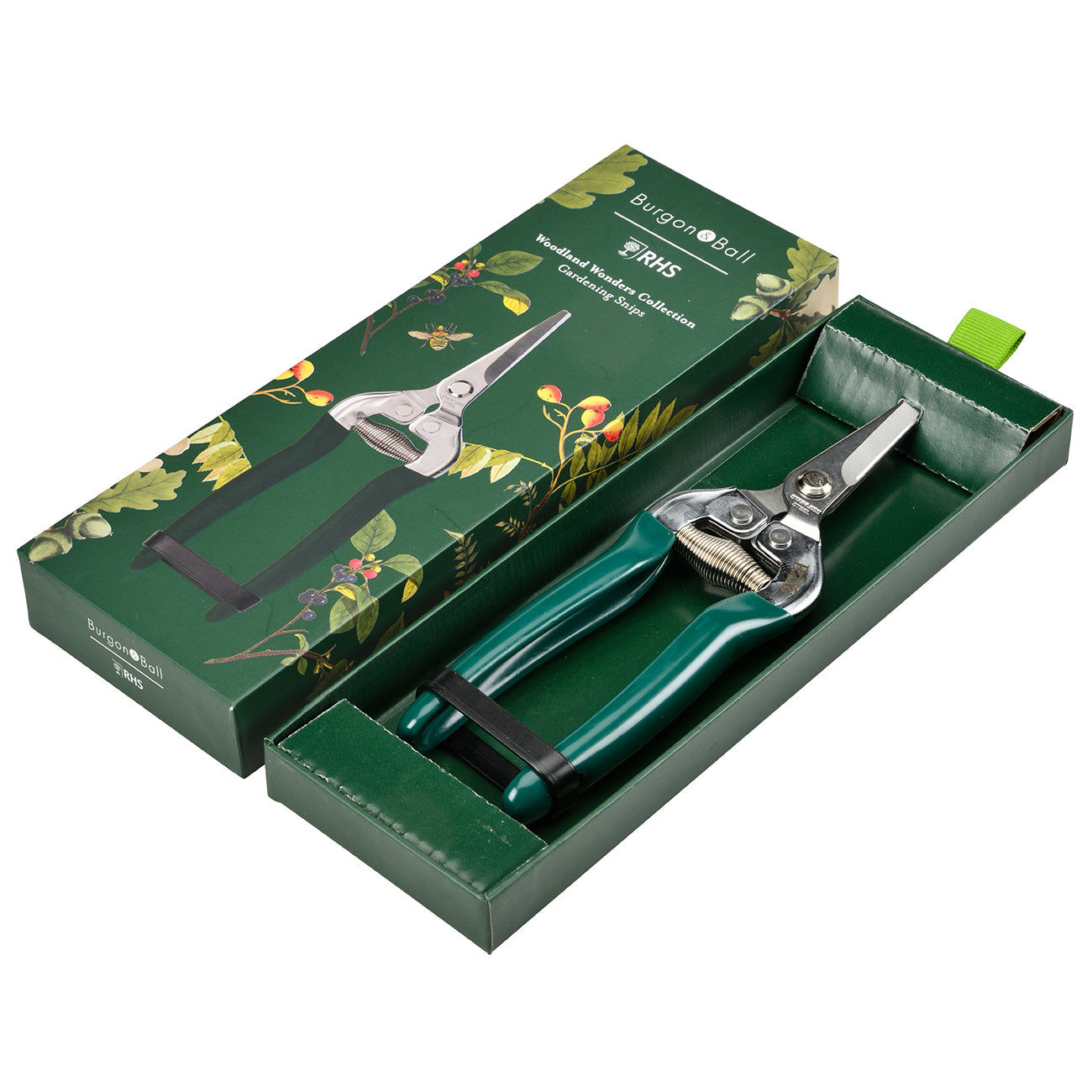 Stainless Steel Scissor Action Garden Snips with Green Handles