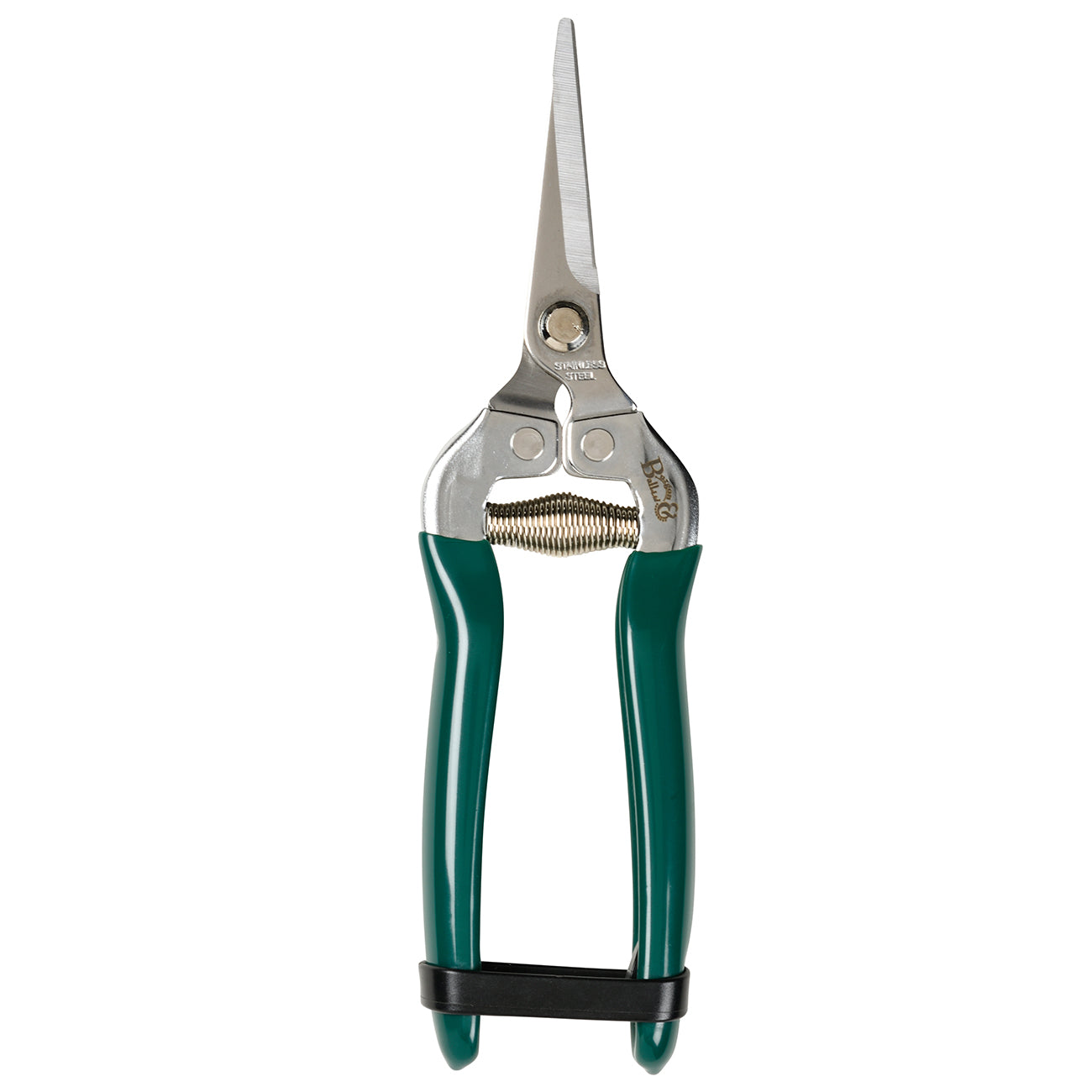 Stainless Steel Scissor Action Garden Snips with Green Handles