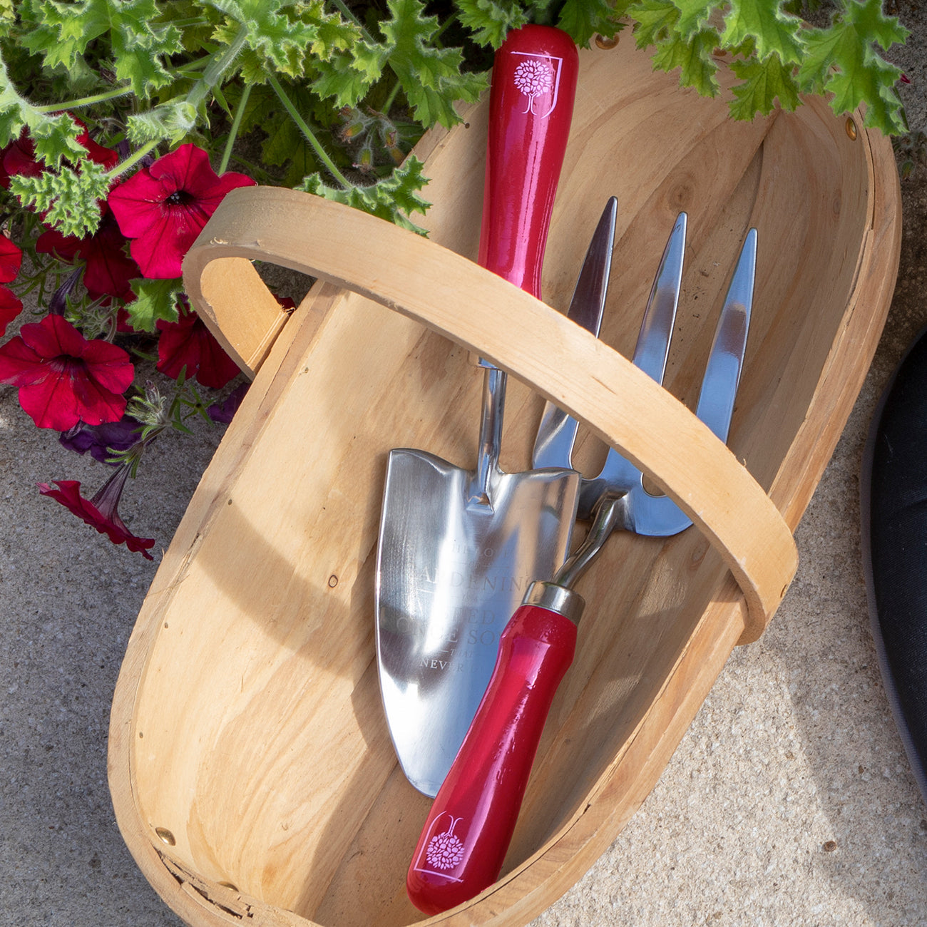 Garden Trowel and Hand Fork Gift Set with Floral Dahlia Peony Design