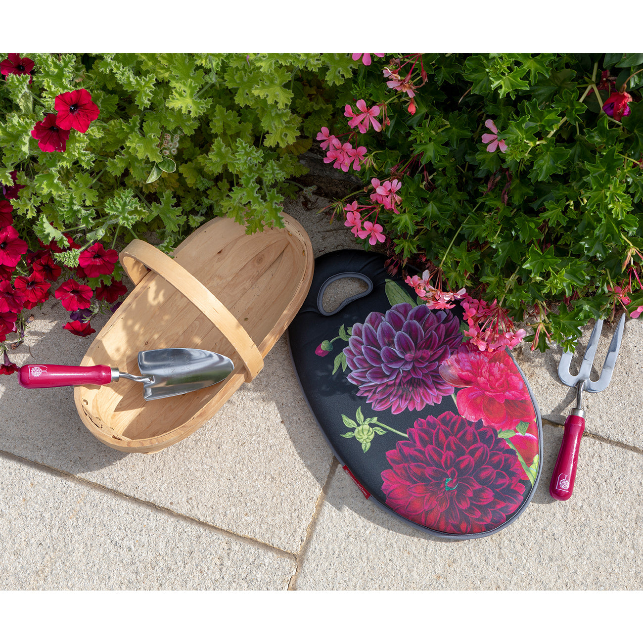Garden Trowel and Hand Fork Gift Set with Floral Dahlia Peony Design