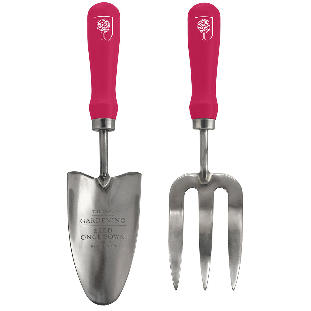 Garden Trowel and Hand Fork Gift Set with Floral Dahlia Peony Design