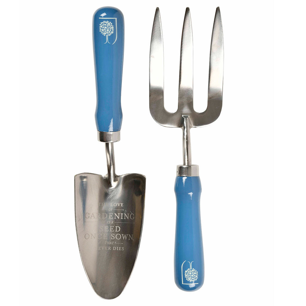 Trowel and Fork Gift Set with Blue Floral Meadow Design