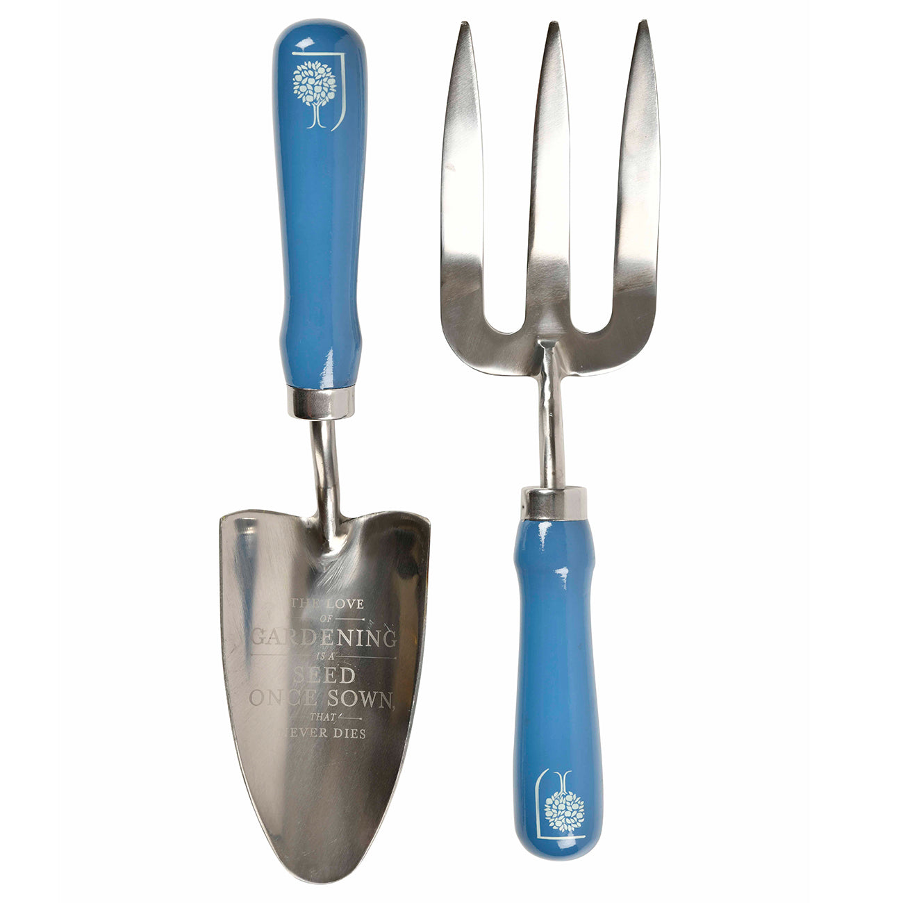 Trowel and Fork Gift Set with Blue Floral Meadow Design