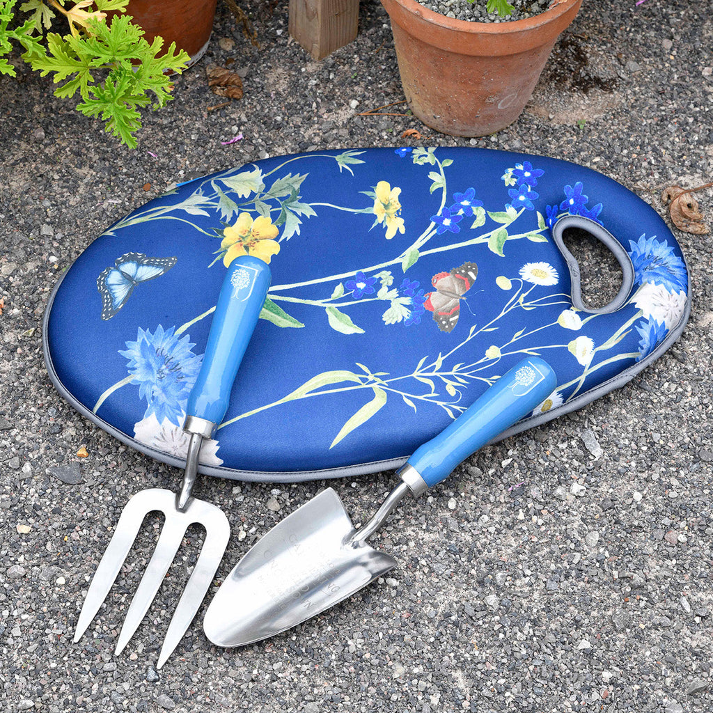 Trowel and Fork Gift Set with Blue Floral Meadow Design