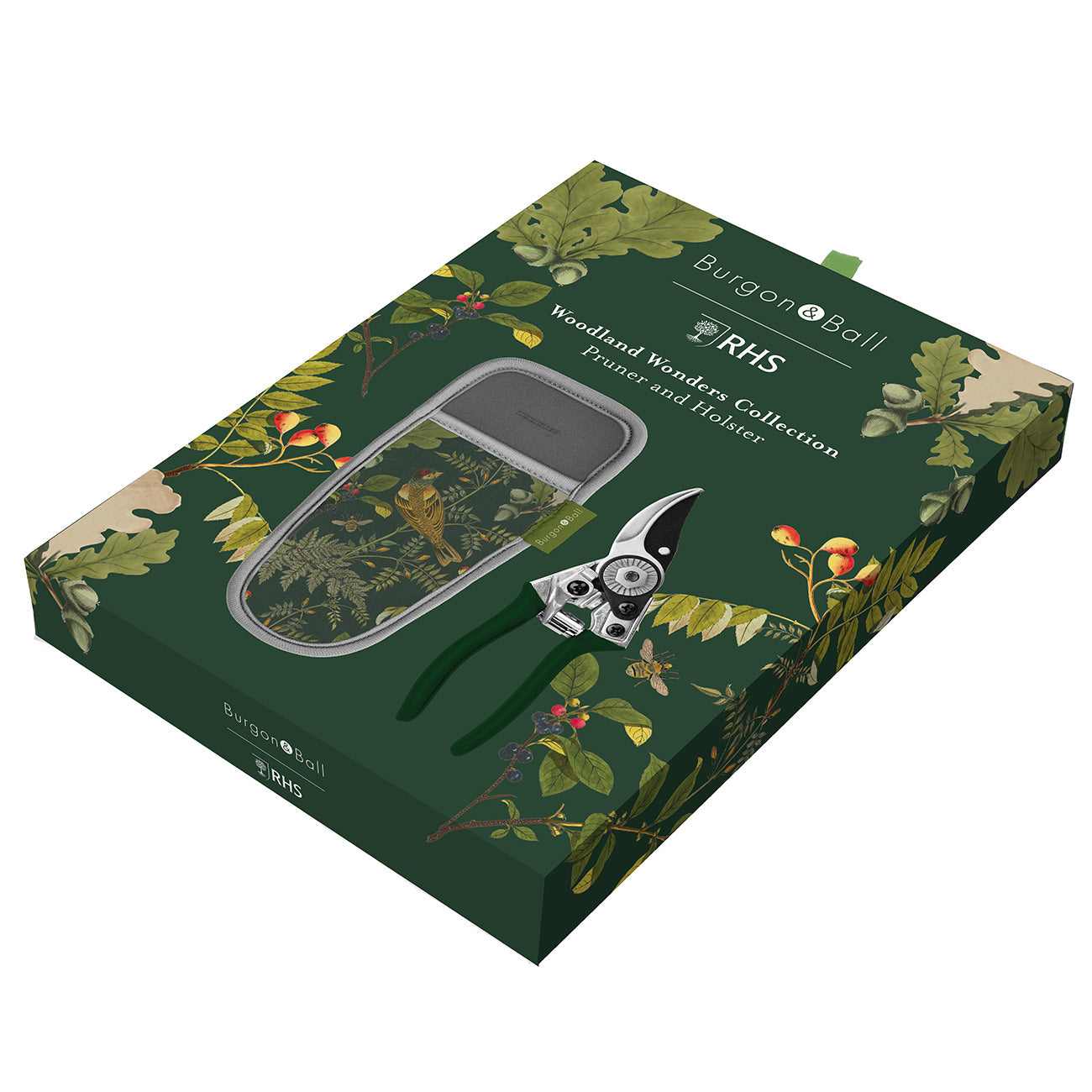 Gardening Pruner and Neoprene Holster Gift Set with Green Alloy Handles