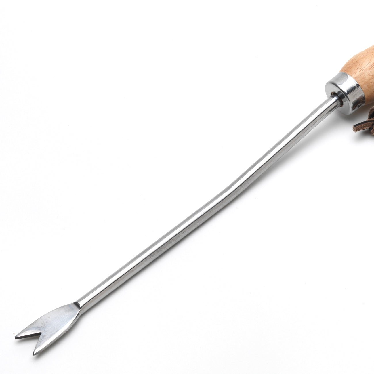 Stainless Steel Dandelion Weeder with FSC Hardwood Handle and Leather Cord