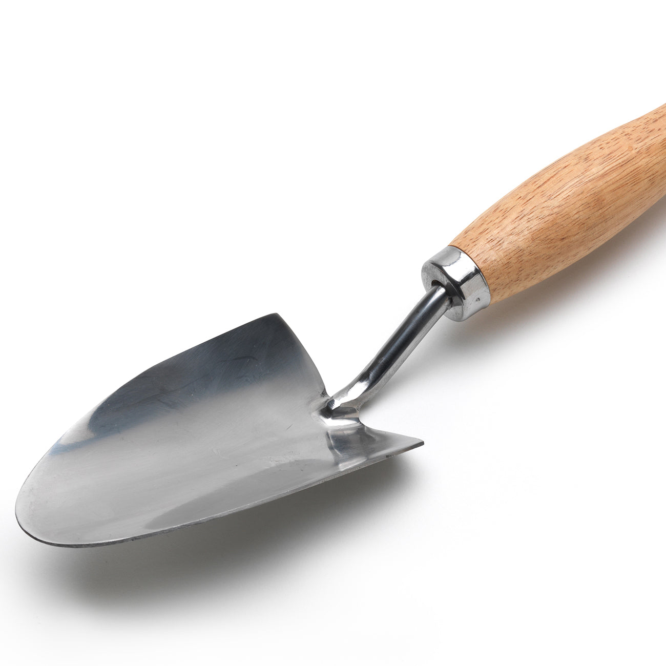 Stainless Steel Mid Handle Garden Trowel with Hardwood Grip and Leather Cord