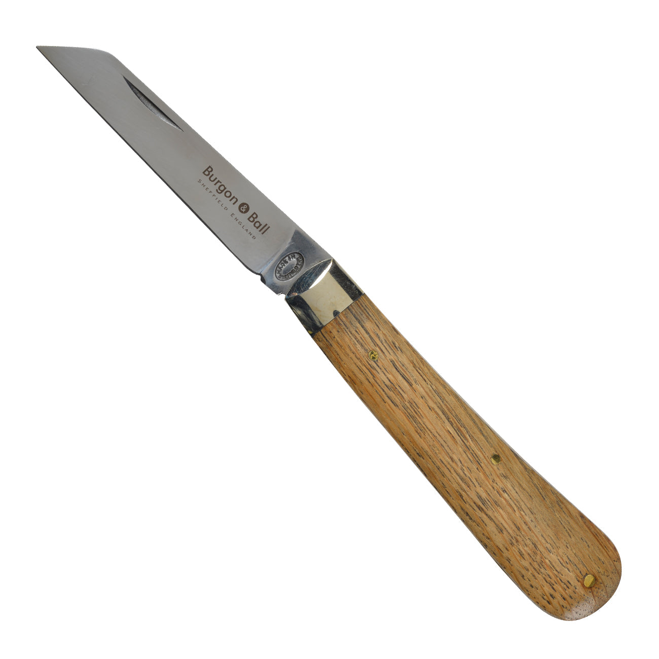 Classic Pocket Knife Folding High Carbon Steel Oak Handle Brass