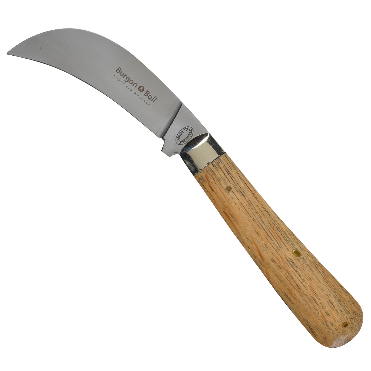 Classic Folding Pruning Knife with Oak Handle and Brass Housing