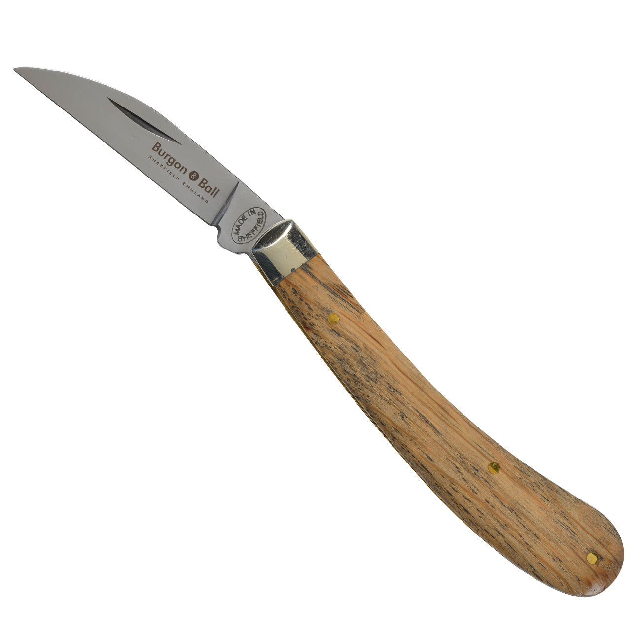Compact Folding Pocket Knife with Oak Handle and High Carbon Steel Blade