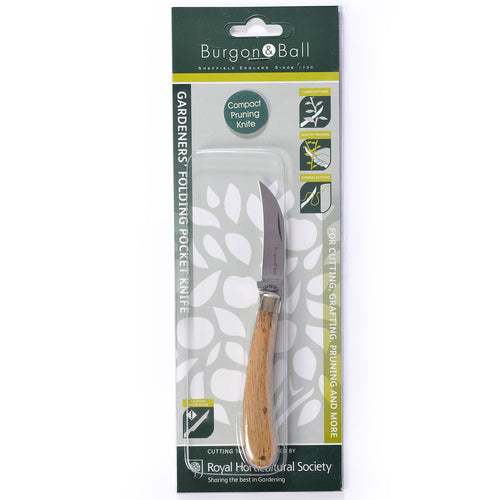 Compact Pruning Knife with Oak Handle and High Carbon Steel Blade