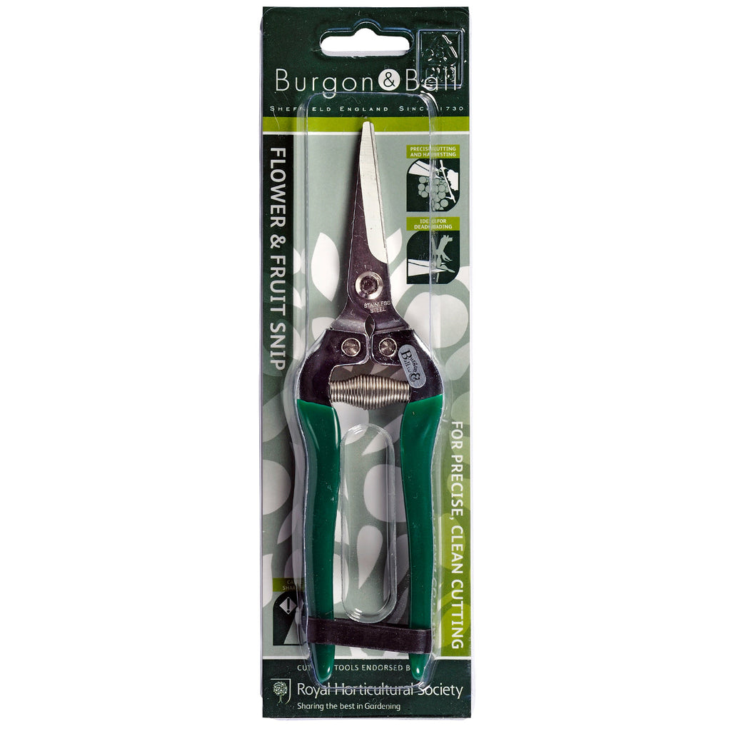 Stainless Steel Flower and Fruit Snip with Pointed Blades Green Handles