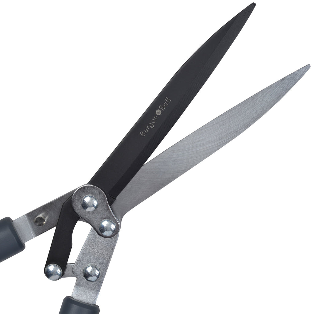 Compound Action Hedge Shear with Non-Stick Coated High-Carbon Steel Blades