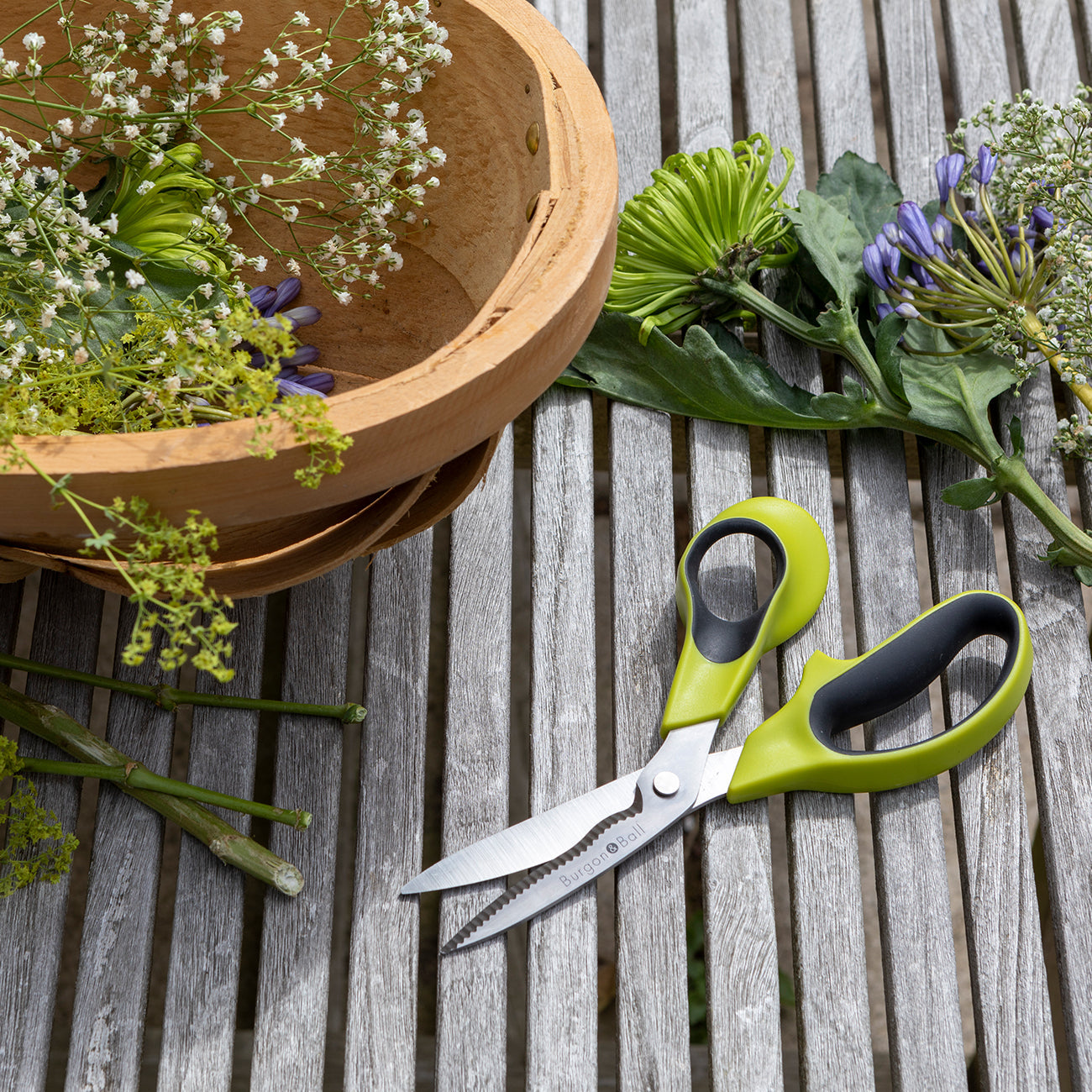 Garden and Flower Scissors with Serrated Blade for Clean Cutting
