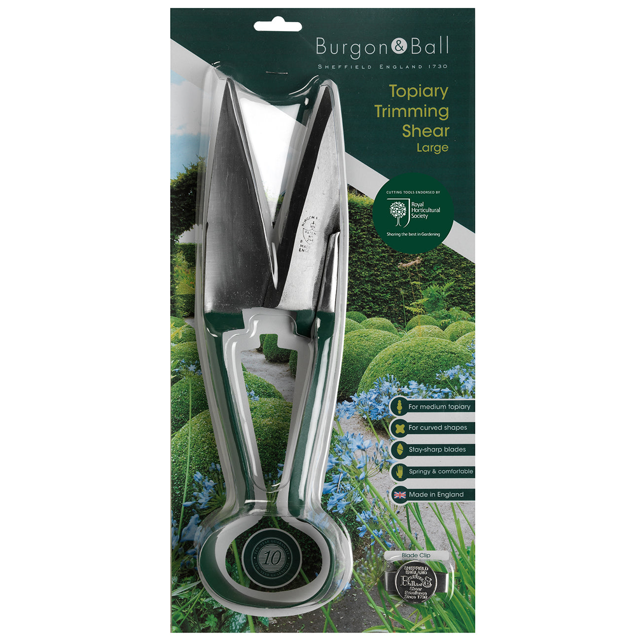 Large Topiary Trimming Shears with Angled Blades Racing Green Handles